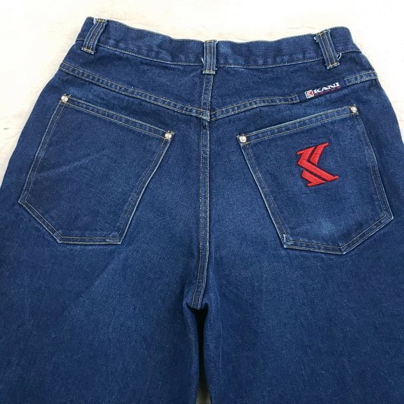 Vintage 90s Karl Kani Blue Jeans Embroidered Mens Size 34 Measure 33x30 Hip Hop - Picture 6 of 9